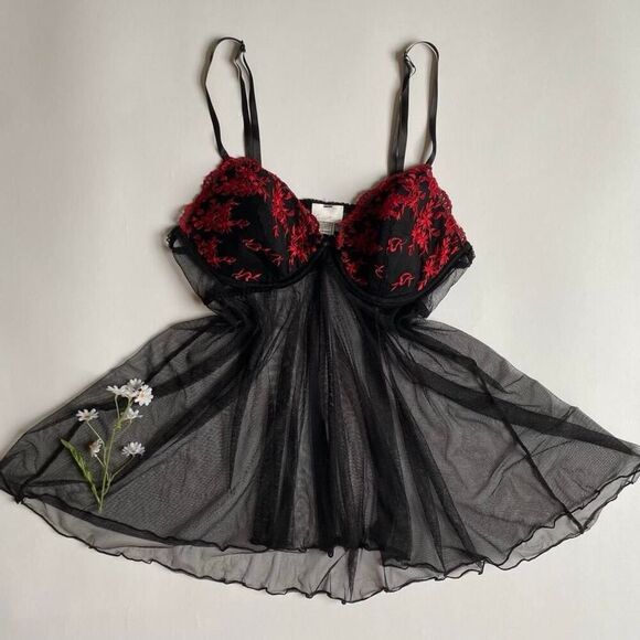 Vintage black & red babydoll chemise - Picture 1 of 7
